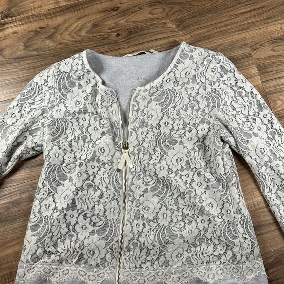 SOFT SURROUNDINGS Jacket Woman’s Small White Gray Lace Zip Up Ygritte - Picture 3 of 14
